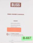 Bliss-Bliss 25 Ton Press, Operations Maintenance notes and Parts Manual 1965-25-25 Ton-02